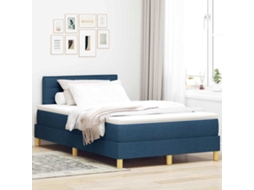 Vidaxl Cama Box Com Almofada Com Cabeceira Azul 120 X 200 Cm Tecido