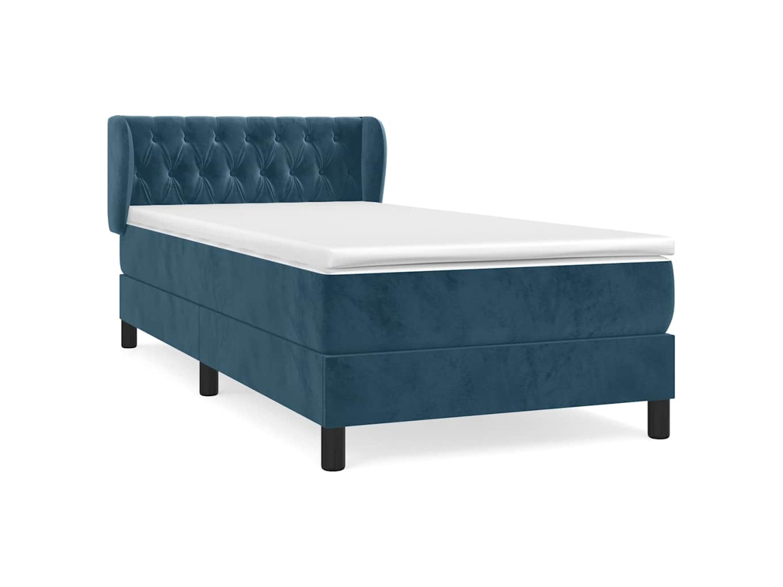 Conjunto 1 Cama Box Spring Vidaxl Azul Veludo (203 X 103 X 88 Cm)