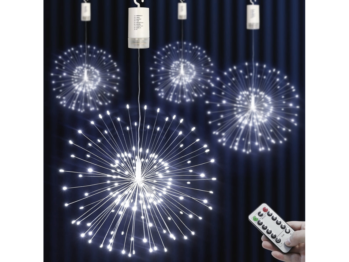 Luzes De Natal Em Formato De Hera (200 Leds Brancos), Com Controle Remoto, Luminária Pendente De Led Em Formato De Estrela Cintilante.