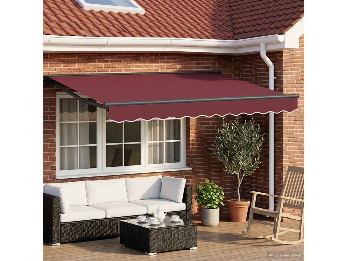 Vidaxl Toldo Retrátil Elétrico Bordô E Antracite 3,5 X 2 M