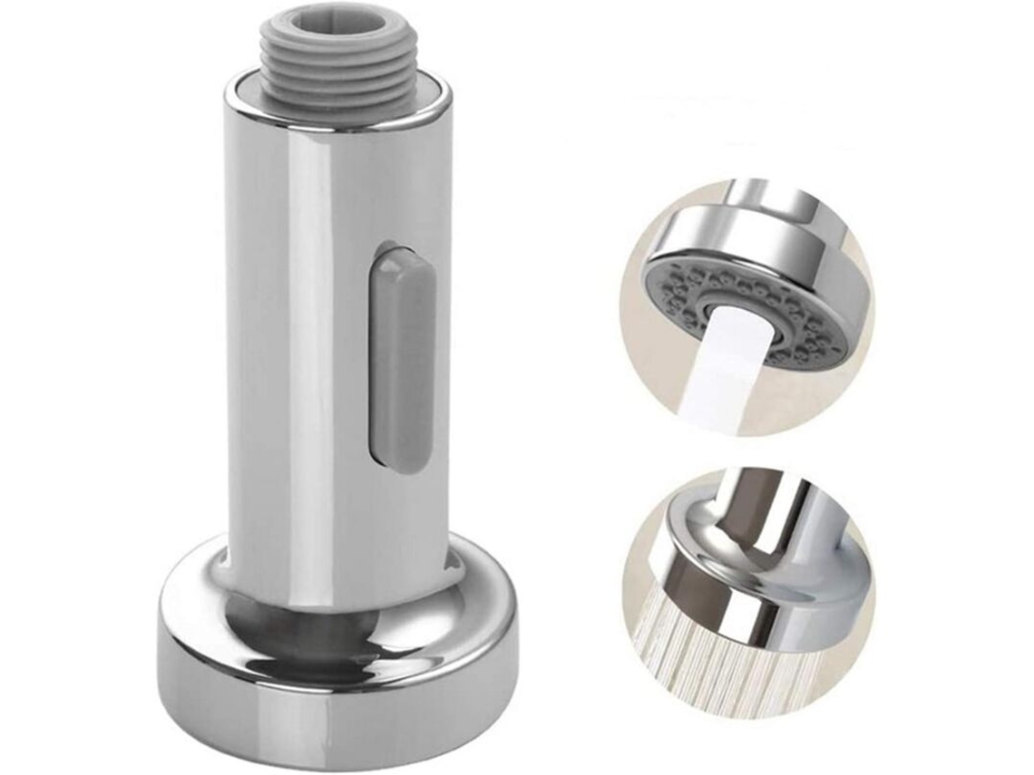 Torneira Misturadora De Cozinha, Push Down Pro Head Com 2 Jatos De Função, Misturador Universal Para Chuveiro Prateado