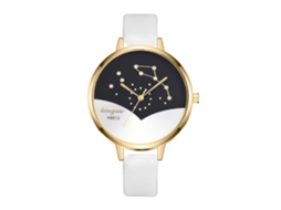 Relógio Analógico Simples para Mulher com Pulseira de Couro Pu Quartz Zhoulianfa Branco