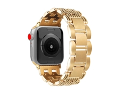 Bracelete Para Apple Watch 42/41/40/38mm - Aço Inoxidável Com 5 Listras Dourada