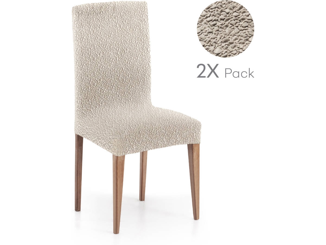 Pack de 2 Capas em Tecido Elástico para Cadeira MILICA Spongy Marfim (40x70 cm)