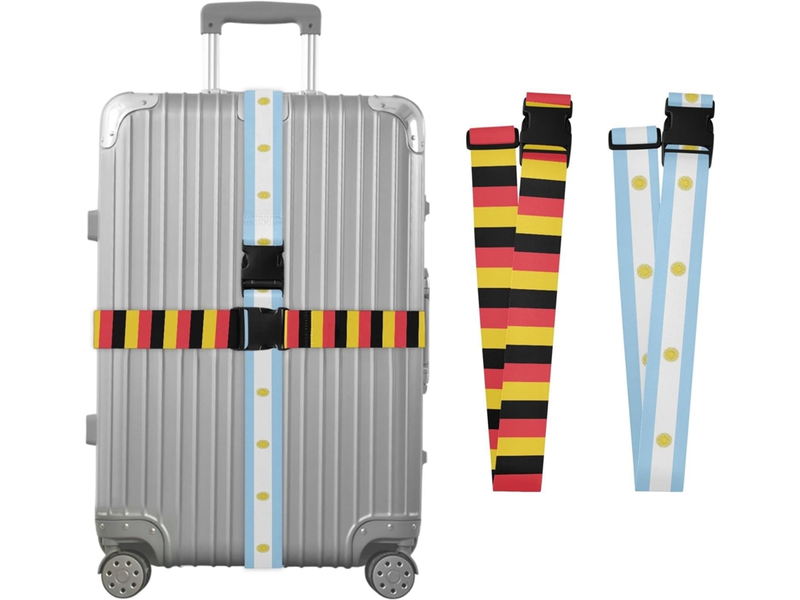 Conjunto De 2 Cintas Para Bagagem Com As Bandeiras Da Bélgica E Argentina Viagem Ajustáveis Malas Bolsas Acessórios