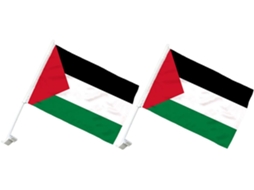 Bandeira Nacional da Palestina para Carro, 2 peças em poliéster e plástico.