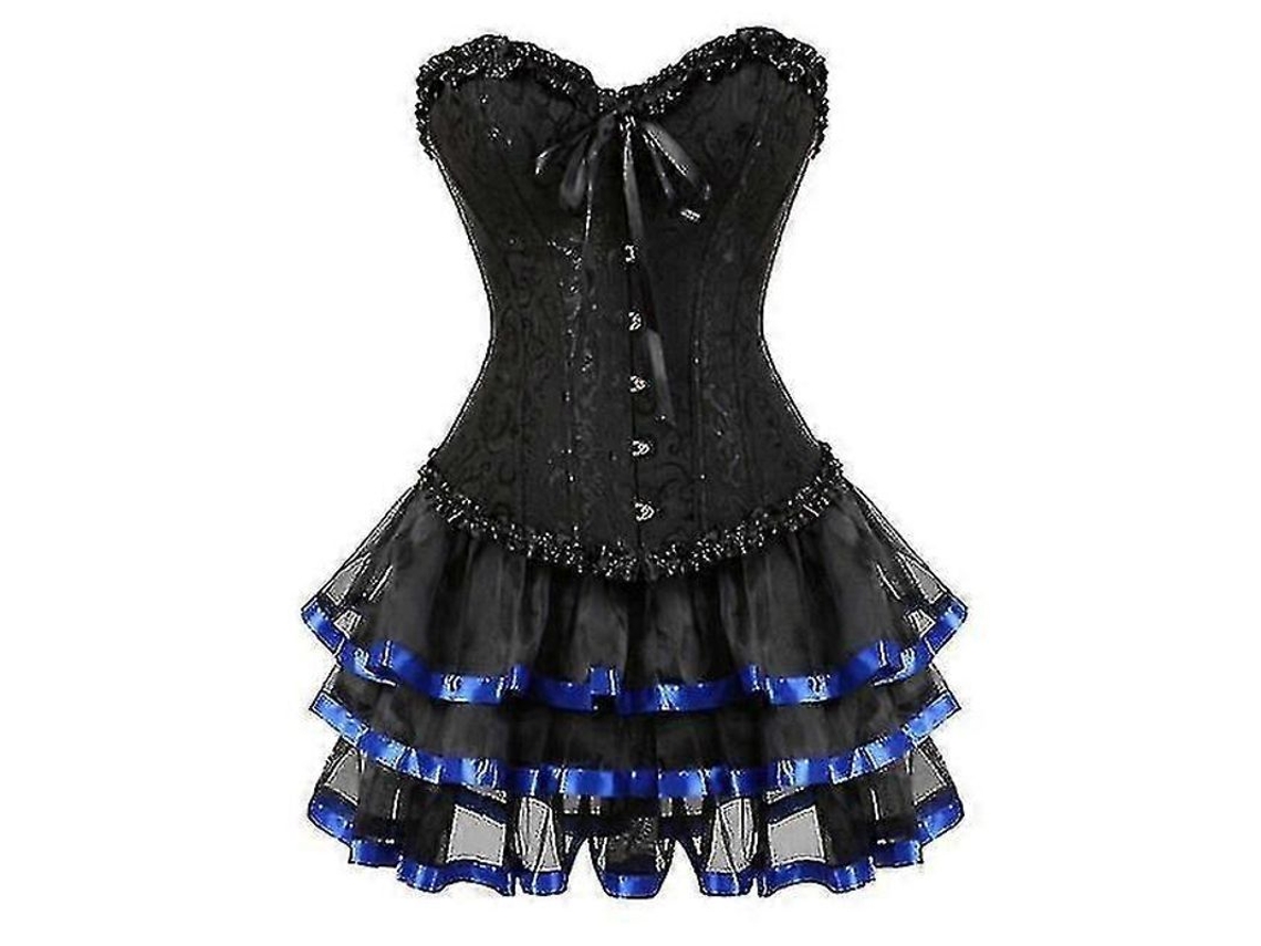 Conjunto de Corset Overbust Burlesque com Saia Tutu (S/MARCA)