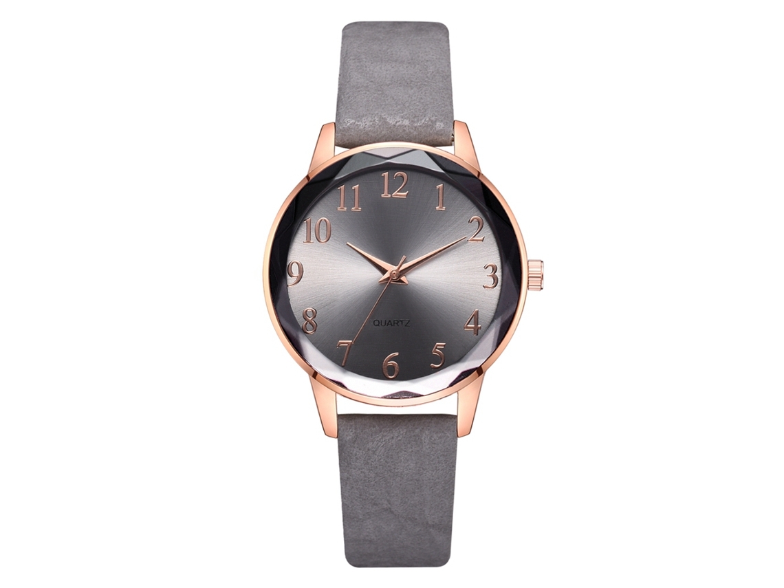 Relógio de Pulso Feminino Casual de Quartzo com Pulseira de Pu Cor Cinza