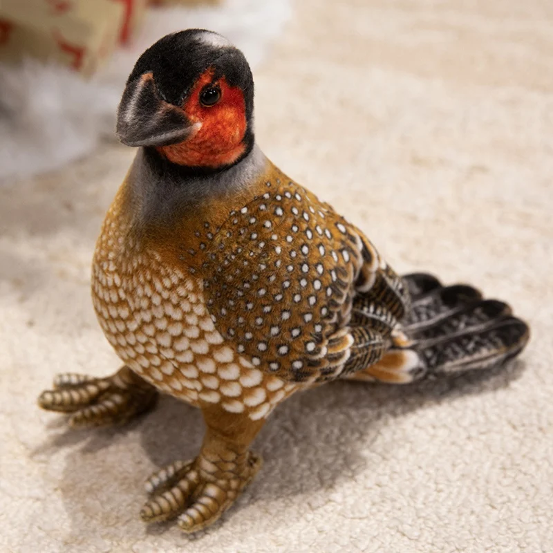 Brinquedo de Pelúcia Simulando Galinha d'angola, Enchimento de Algodão Puro, Presente Decorativo MDUG (marrom, 20 Cm)
