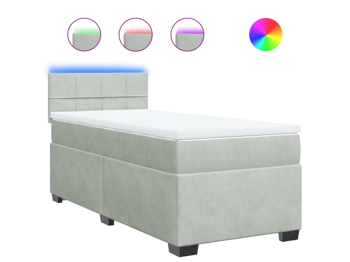 Cama com Molas/colchão 90x190 Cm Veludo Cinza claro MAISON EXCLUSIVE