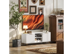 Suporte Tv 2 55 Polegadas Compartimentos Abertos Portas Branco 120x35x48 Cm
