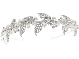 Tiara De Liga Metálica Nuobesty Adornada Com Folhas De Strass Prateados, Tiara Decorativa Para Mulheres E