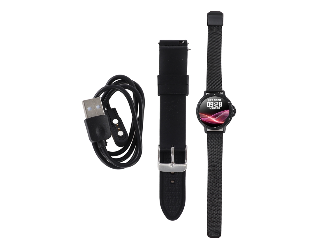 Mali relógio Inteligente Fitness Tracker Mulher 1.2 Polegadas Monitor de Sono Contador de Calorias Preto
