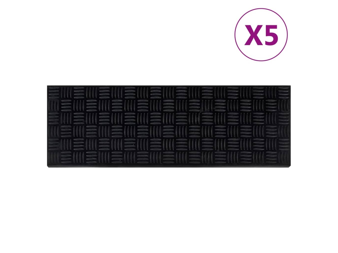 Vidaxl Tapetes De Escada 5 Pcs 25x75 Cm Borracha
