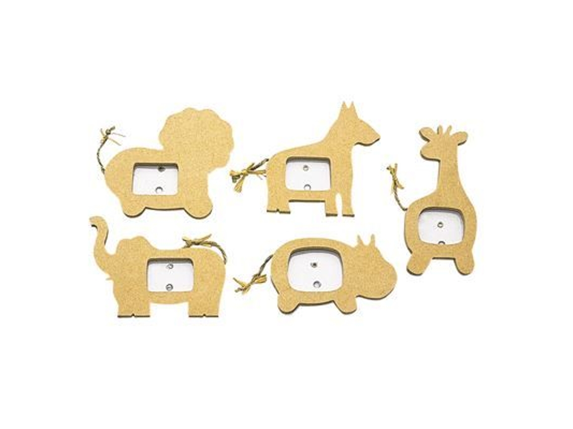 Mini moldura de animal em madeira - Conjunto de 6