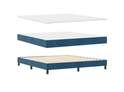 Conjunto 1 Cama Box Vidaxl Azul Veludo (180 X 200 Cm)