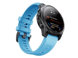 Bracelete Garmin Quickfit Silicone Ladder Fivela de Aço Preto e Azul Celeste XIAOMOYU (26mm)