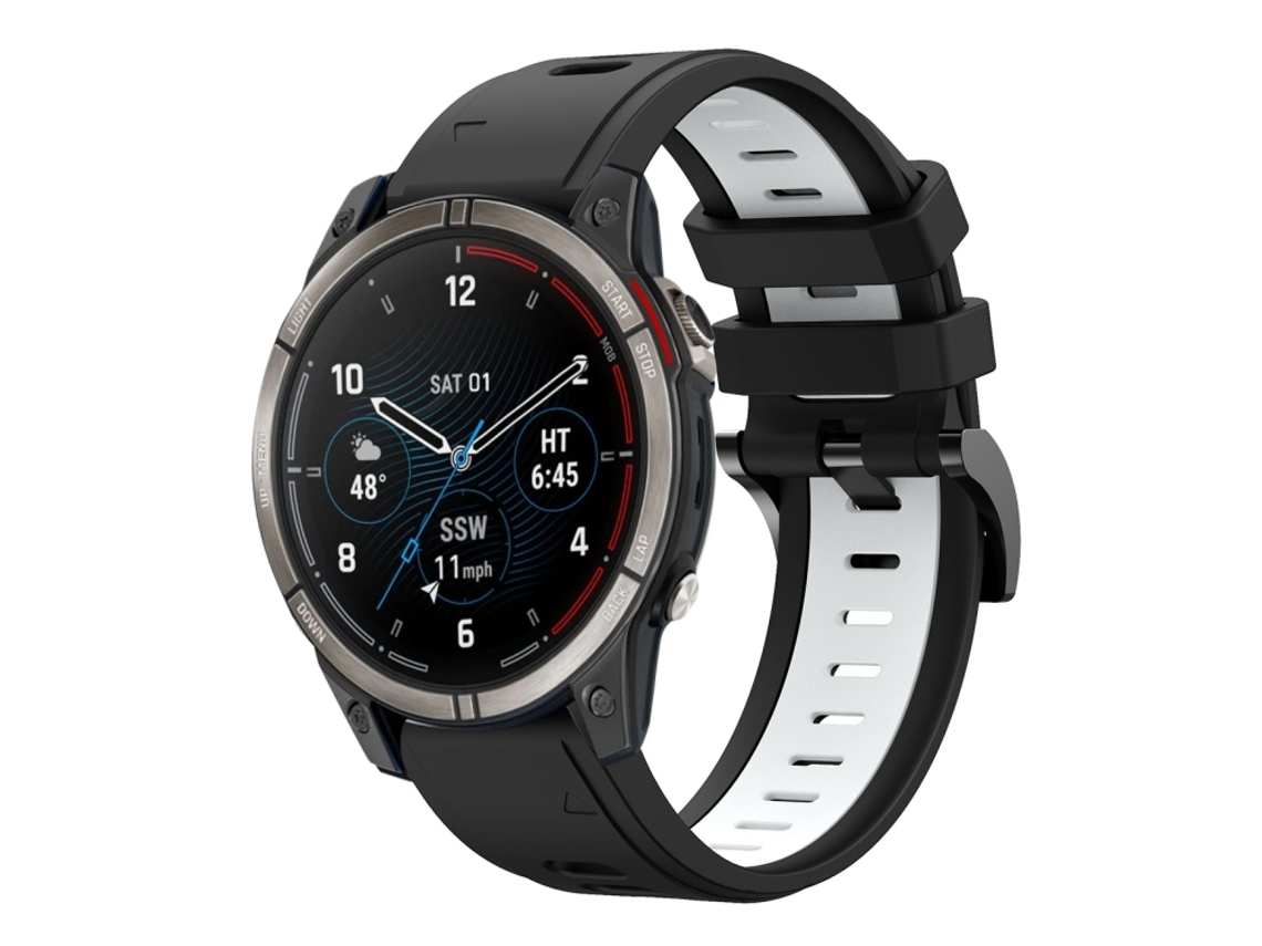 Bracelete Esportivo Silicone para Garmin Quatix 7 Pro com duas cores Preto e Branco XIAOMOYU
