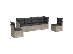 Conjunto de 6 Sofás de Jardim com Almofadões Vime Pe Cinzento Claro MAISON EXCLUSIVE (80x200 cm)