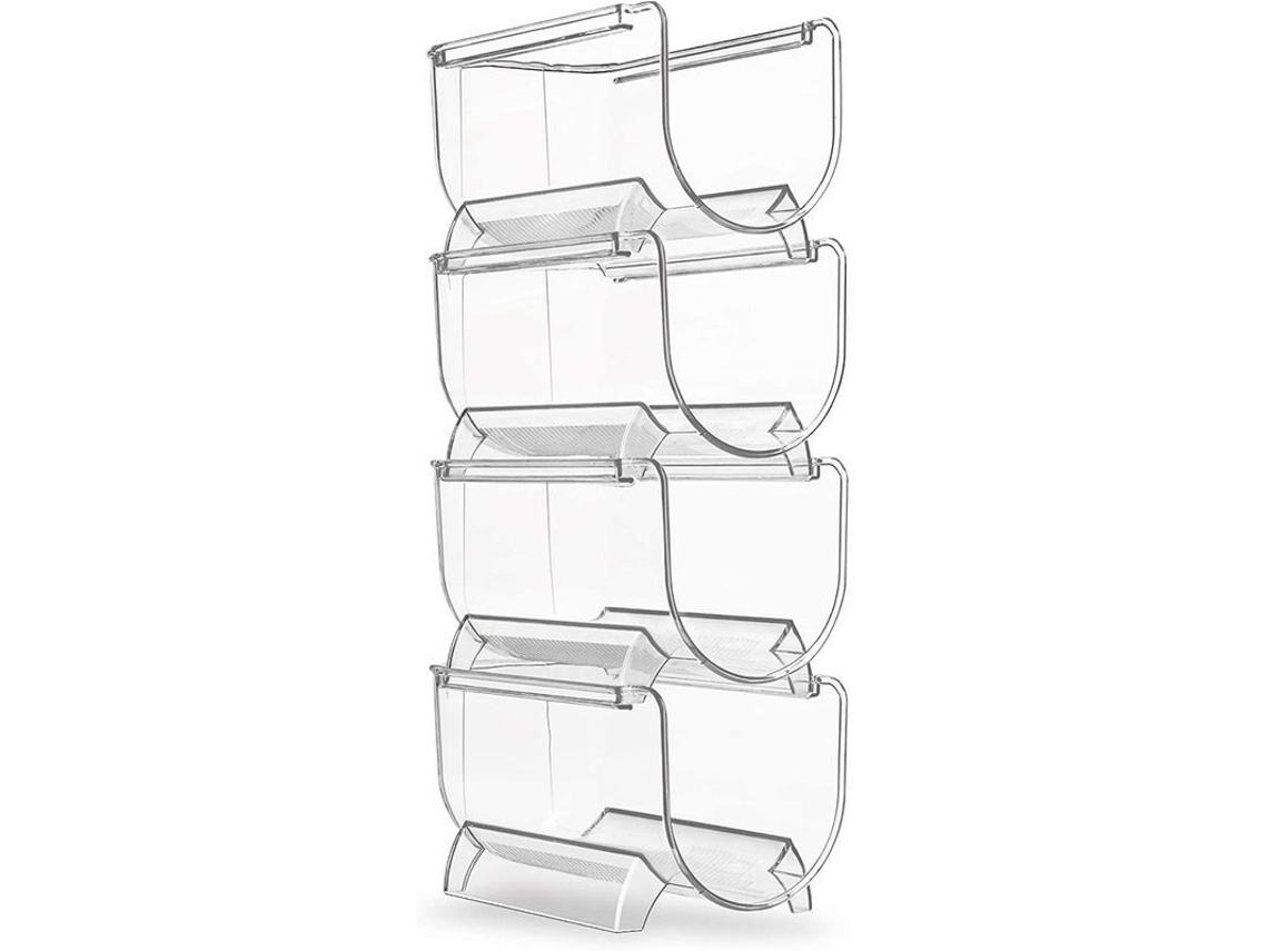 Suporte para garrafas Nova Line para geladeira, 4 prateleiras empilháveis transparentes | S/MARCA