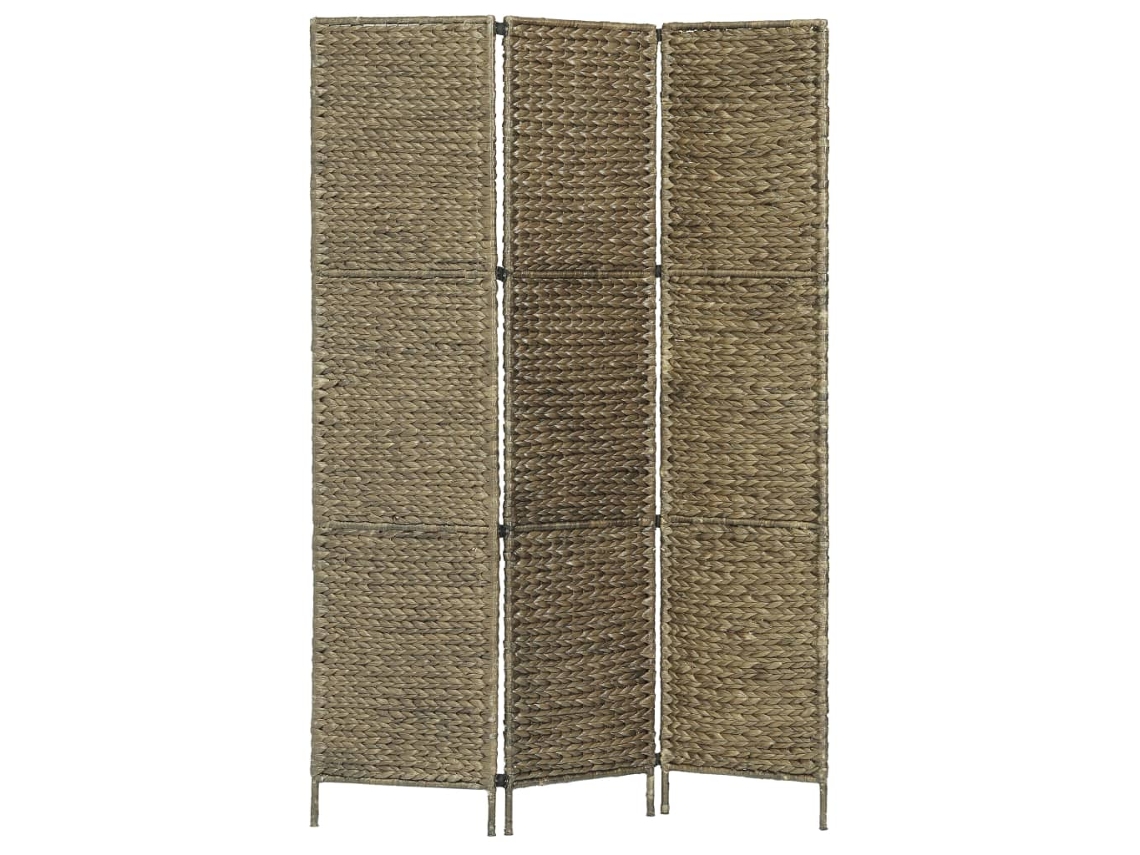 vidaXL Divisória com 3 painéis 116x160 cm jacinto de água castanho