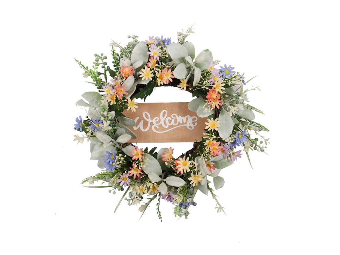 Buquê De Madeira Margarida Folha De Orelha De Coelho Decoração Porta Primavera