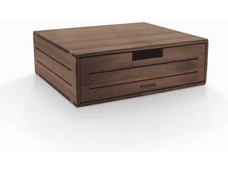 Suporte para Monitor com Gavetas WOODSAKA 3Line Nogueira Pequeno (26.1x22.5x8.8 cm)