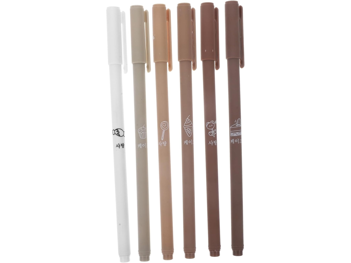 Conjunto De 6 Canetas Em Gel Portáteis Com Tinta Fina Para Escritório,