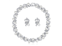 Conjunto De Jóias De Noiva Colar Com Pérolas E Brincos