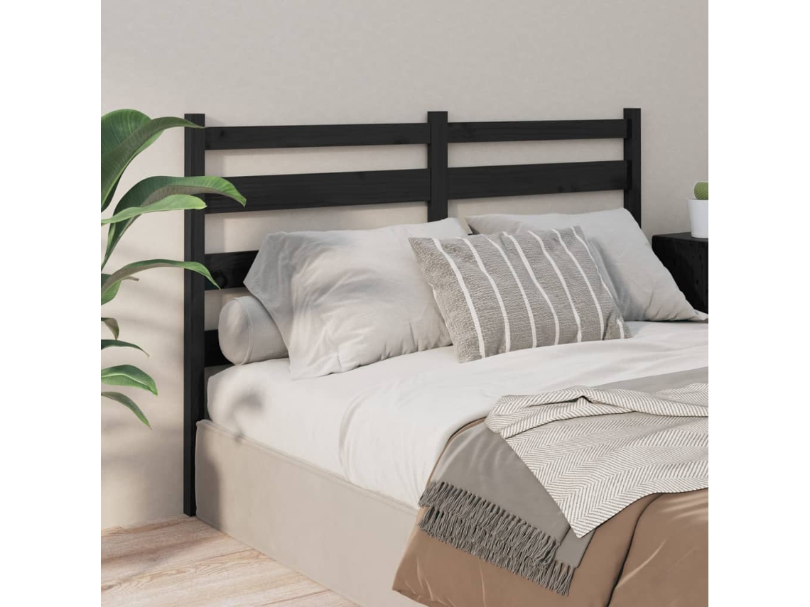 Vidaxl Cabeceira De Cama 206x4x100 Cm Pinho Maciço Preto