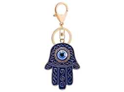 Chaveiro de Cristal Olho Grego 2026rebe, Chaveiro de Carro Olho Grego para Mulheres com Mão de Fátima (azul)