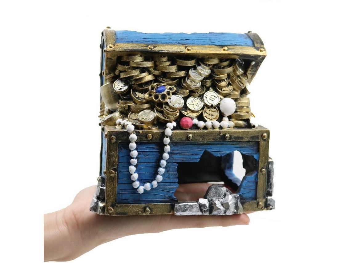 Decoración De Acuario Cofre Del Tesoro De Resina Grande Ornamento Para Acuario