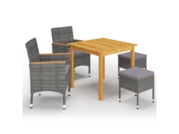 Pcs Conjunto De Jantar Para Jardim Cinzento Dkd Home Decor