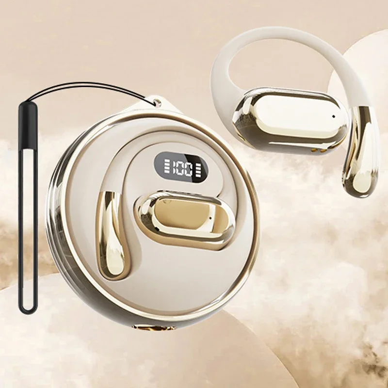 Fones De Ouvido Bluetooth (tom De Pele) Com Design Aberto, Bateria De Longa Duração E Gancho Auricular Ultraleve.