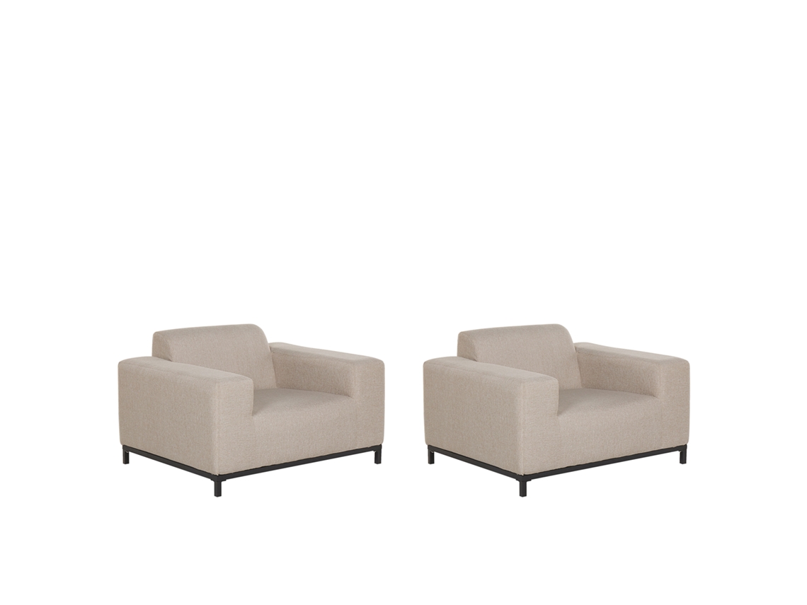 Conjunto De 2 Sillones Beliani Rovigo De Tela Beige 105x84x68