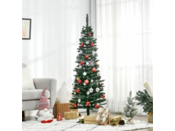 Árvore De Natal Artificial 150cm Alta E Estreita Com Ramos Realistas Base Em Plástico, Verde