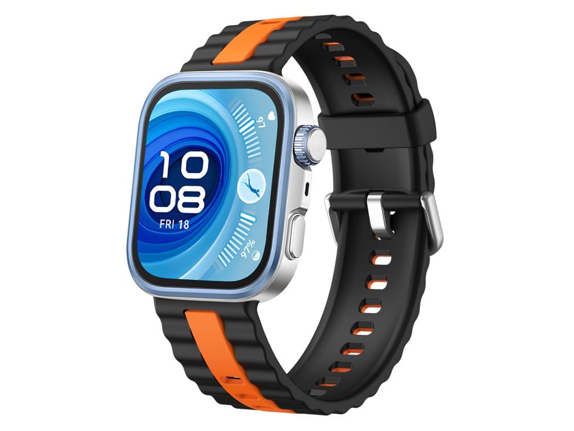 Bracelete para Huawei Watch Fit 4 Pro / Fit 4 / Fit 3 Silicone Bicolor com Listras Verticais Preta e Laranja XIAOMOYU