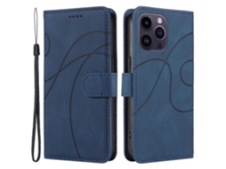 Capa Pega Para Iphone 15 Pro Max Pele Sintética Azul