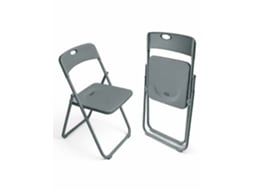 Silla Plegable Metálica Monolith | 48 X 47 X 73 Cm | Plástico Reforzado Y Patas De Hierro Con Refuerzo De Acero | Resistente Gris Oscuro Pack 4 Uds