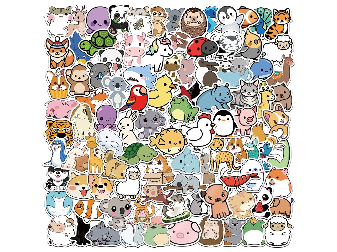 100 Adesivos Fofos De Animais De Desenho Animado Para Faça Você Mesmo Aquaforge