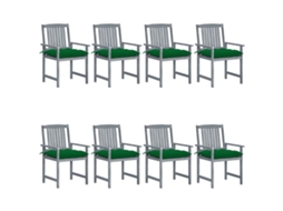 Vidaxl Cadeiras De Jardim C/ Almofadões 8 Pcs Acácia Maciça Cinzento