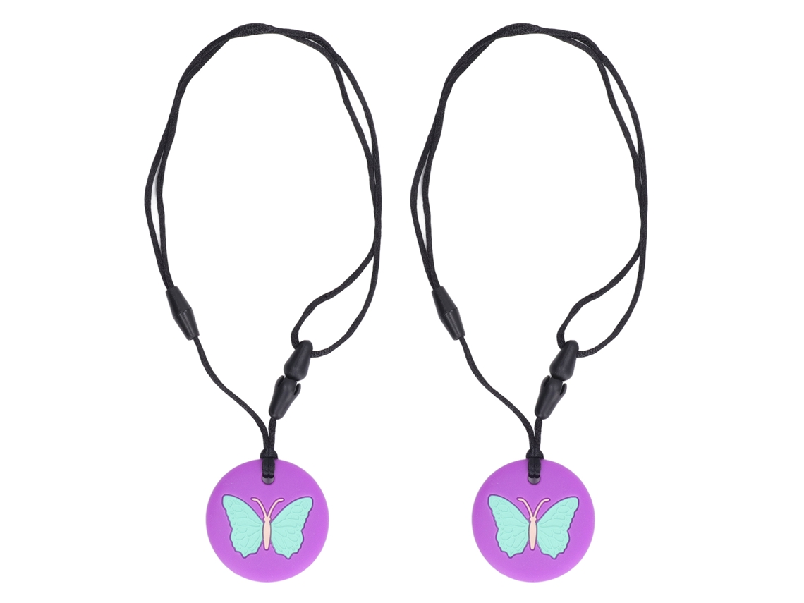 Primerox 2pcs Colar de Mastigação Silicone Seguro para Bebê Dentição Desenvolvimento Sensorial Roxo