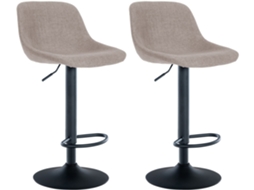 Conjunto de 2 banquetas giratórias 360° em tecido taupe com pés de metal preto em formato de trombeta 10_0006449
