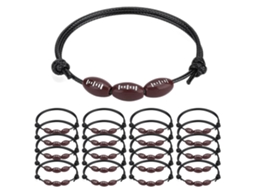 20 Pulseiras De Bola Esportiva Futebol Béisbol Rugby Cordão De Cera Ajustável Presentes Para Meninos Meninas