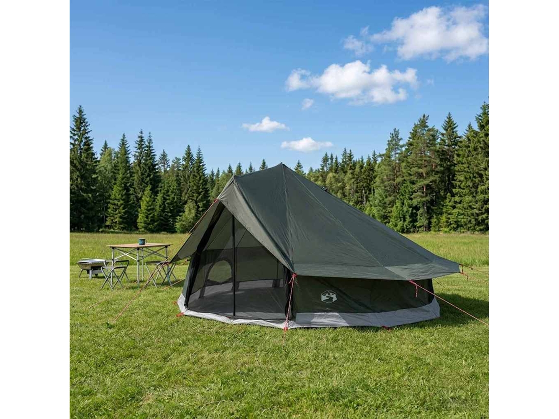 Vidaxl Barraca Tipi 20 Pessoa Verde Exército Poliéster E Aço