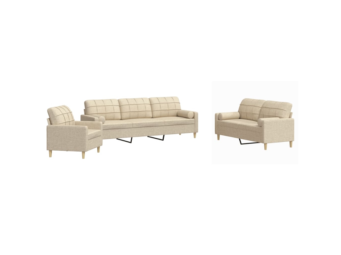 Sofa Set, Sofa Sets Vidaxl Creme Tecido (n/a)