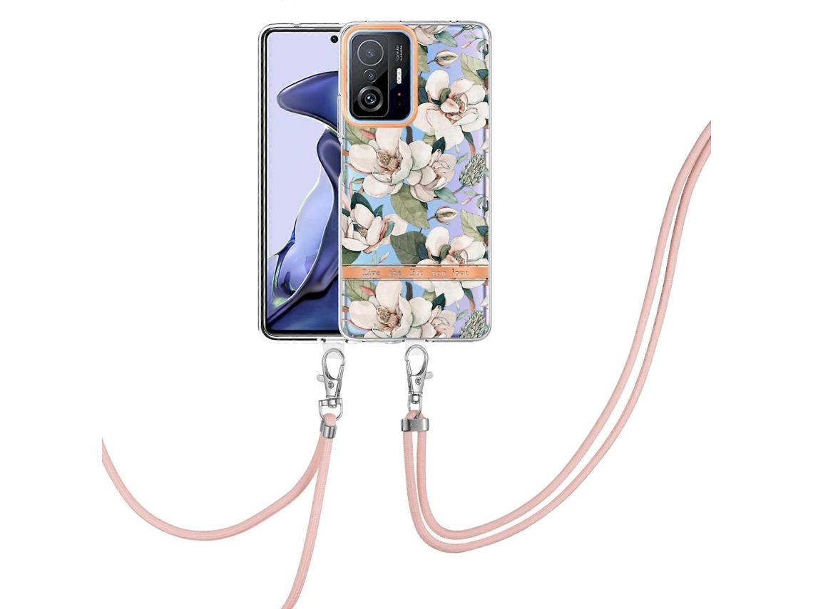 Capa De Celular Xiaomi Mi 11t Da Série Flowers Em Tpu Com Cordão.