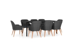 Garden Dining Set, Garden Dining Sets Vidaxl Preto Rattan / Vime (200 Cm Table Length)