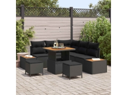 Vidaxl Conjunto De Sofá De Jardim 8 Unid. 7-número De Lugares Preto