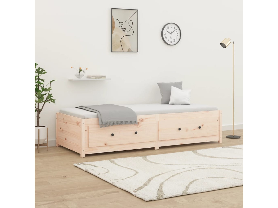 Vidaxl Sofá cama de Solteiro Pequeno 75x190 Cm Pinho Maciço